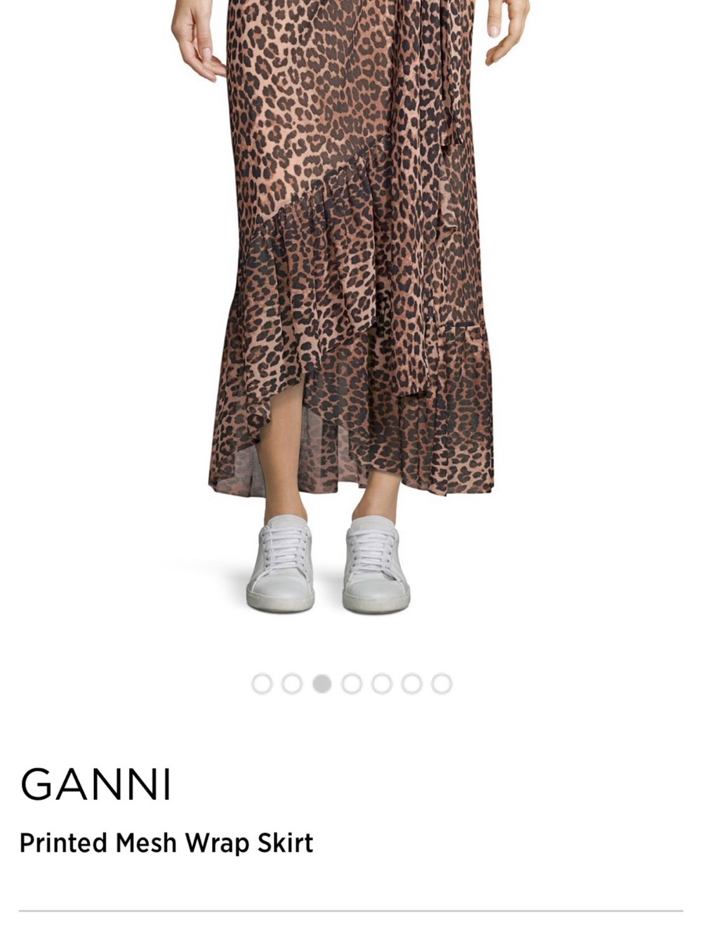 Ganni Leopard Print High-Low Ruffle Skirt - Brown - Picture 2 of 5